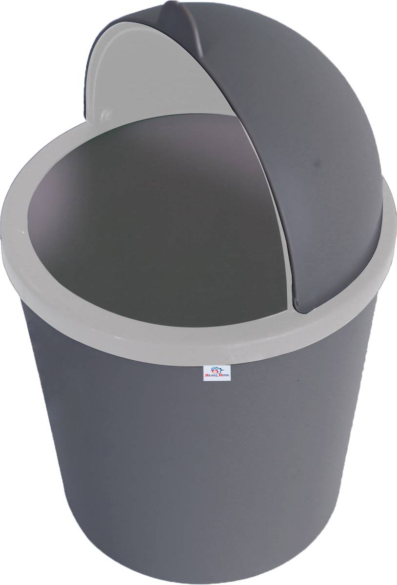 Table Dustbin|Plastic Swinging Lid Waste Storage Garbage Bin|(Gray) Plastic Dustbin