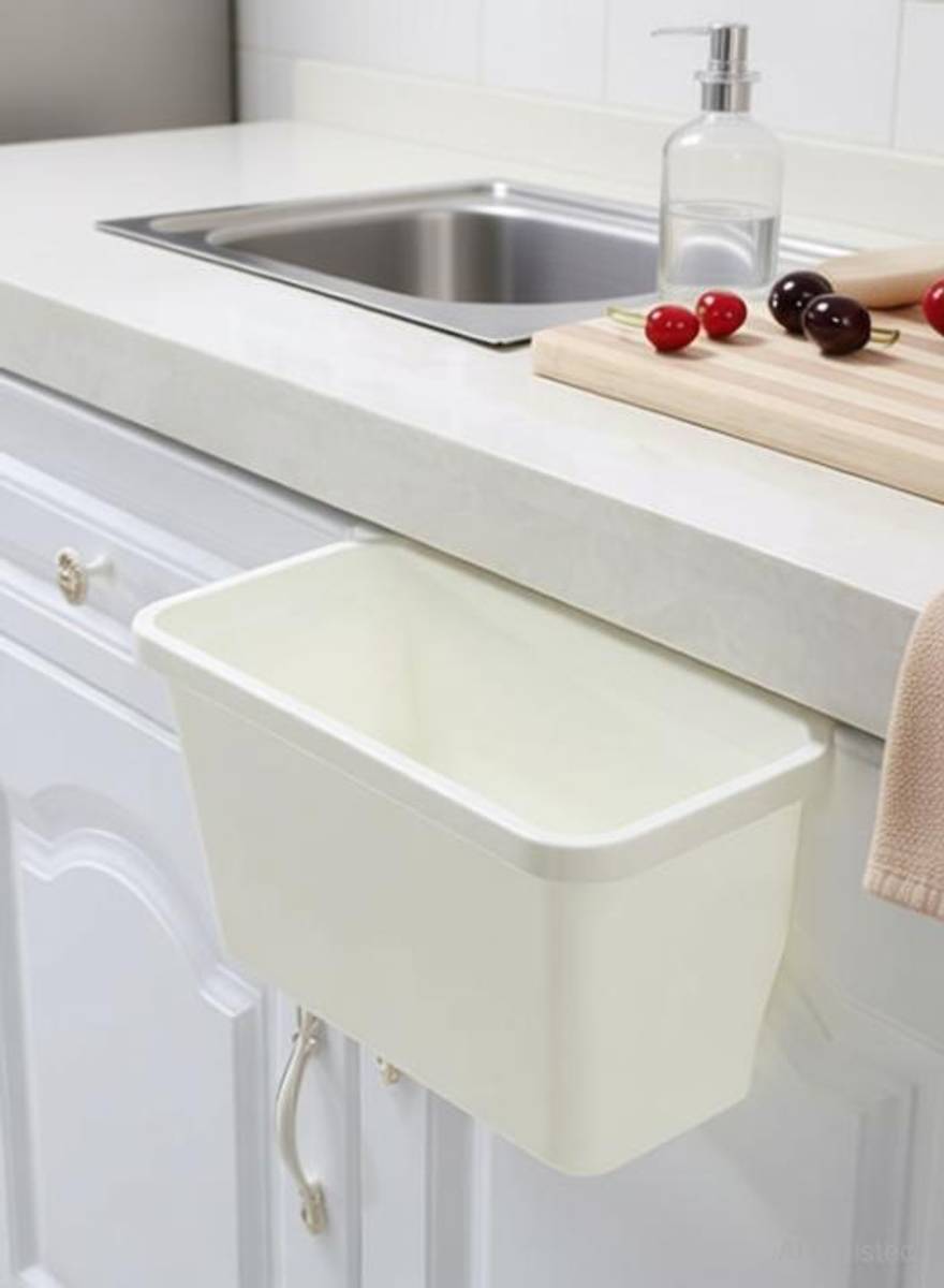 Hanging Trash Can for Kitchen Cabinet Door Plastic, PTFE (Non-stick) Dustbin