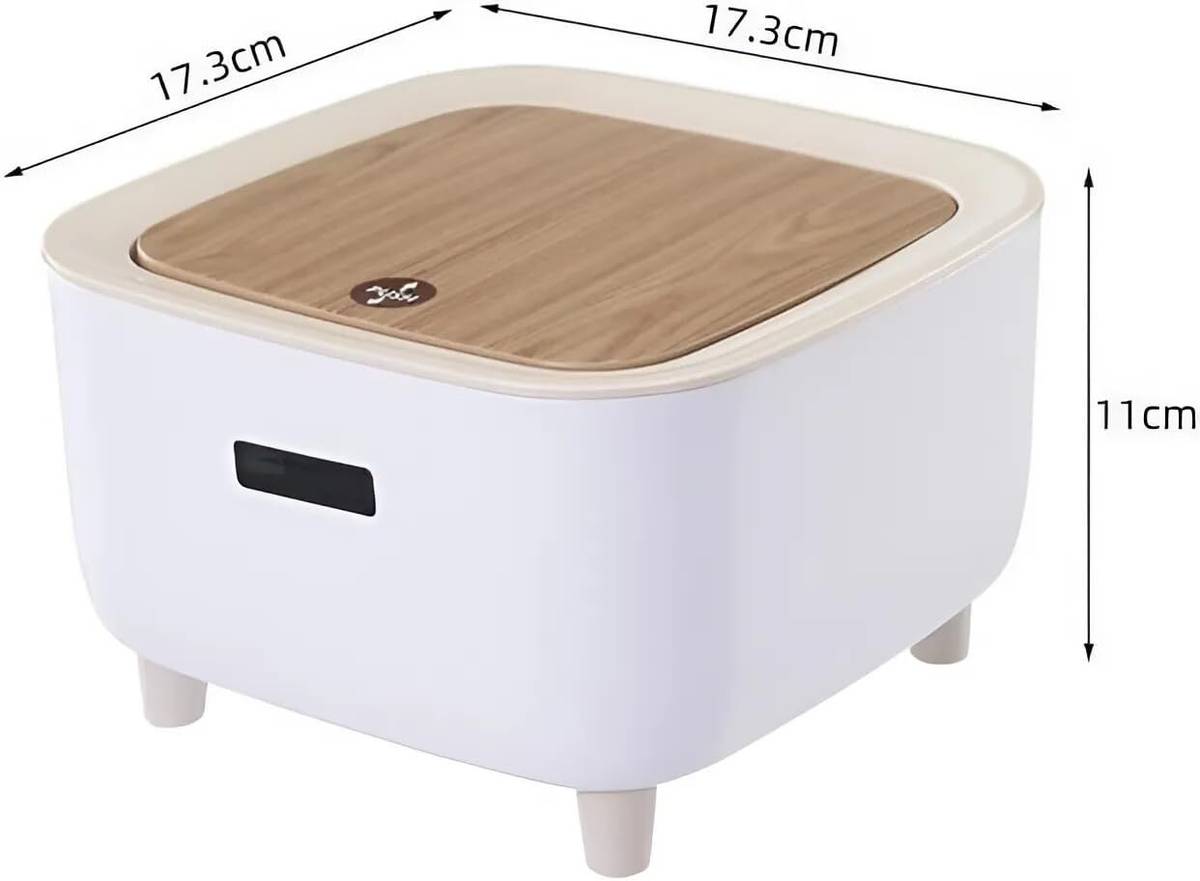 Mini Desktop Trash Can with Lid for Office, Kitchen, Bathroom – White Bin Plastic Dustbin — photo 3