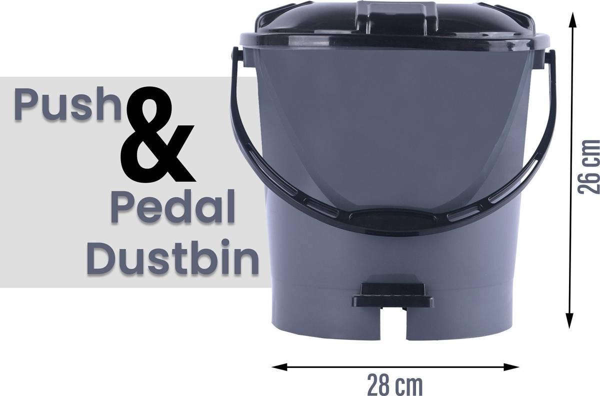 by Kuber Industries Pack of 6 Plastic Pedal Dustbin for Home | 7 Ltr | Check Dhakkan- Grey & Black Plastic Dustbin — photo 5