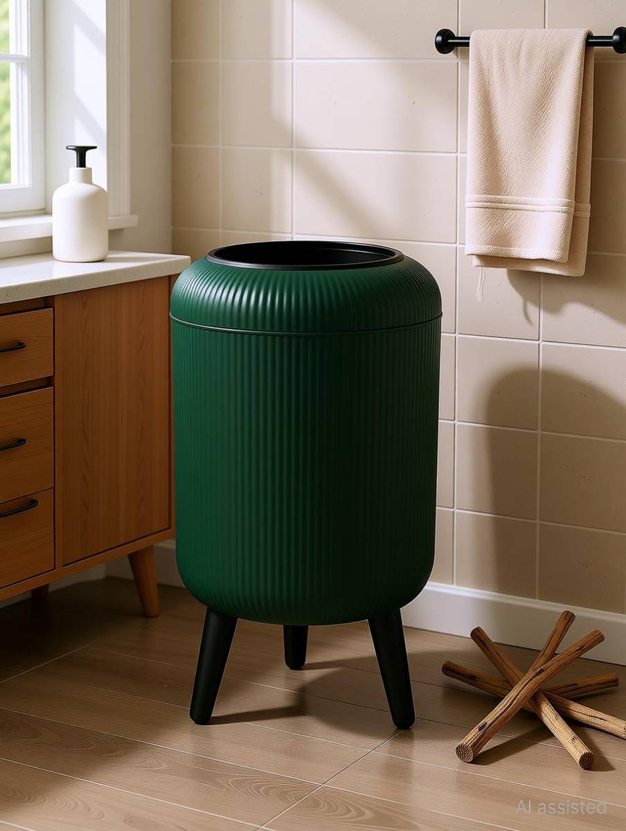 Premium Trash Can with Tripod Legs & Press-Top Lid (10L) For Home, Kitchen Plastic Dustbin