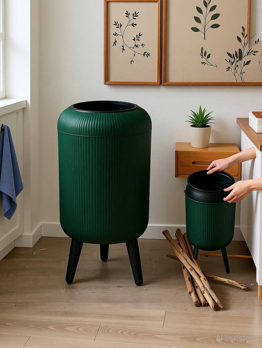 Premium Trash Can with Tripod Legs & Press-Top Lid (10L) For Home, Kitchen Plastic Dustbin — photo 2