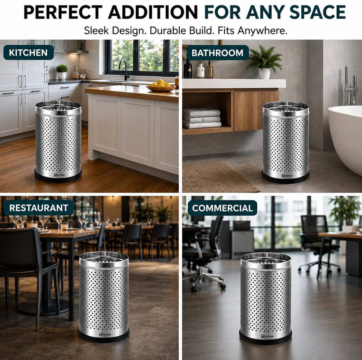 Perforated Dustbin, 7x10 Inch, 6 Liter, Paper Bin, Trashcan, Garbage-Can Stainless Steel Dustbin — photo 5