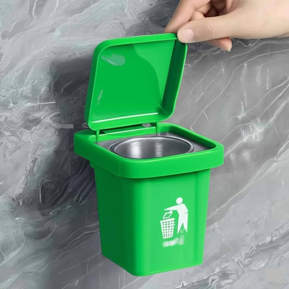 Lumevo Wall-Mounted Bathroom Dustbin with Lid | Space Saving Trash Bin Stainless Steel Dustbin