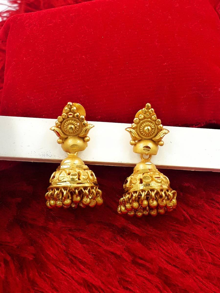 Anujeet Fashion Hub Gold Plated Covering 5 metal Impon Bombay Plain Jhumkey For Women & Girls Copper Jhumki Earring