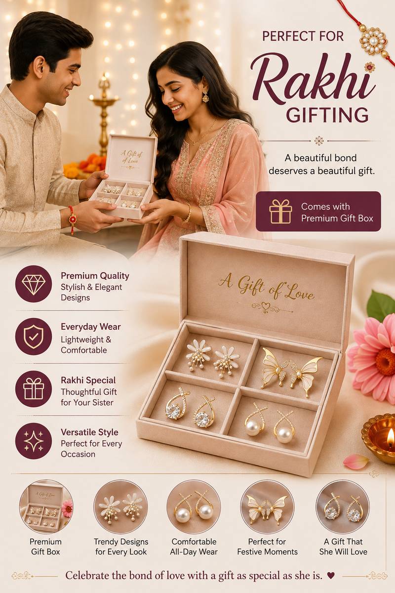 ANORI COMBO PACK OF 4 PAIR STUD EARRINGS Cubic Zirconia, Crystal Alloy Stud Earring — photo 2