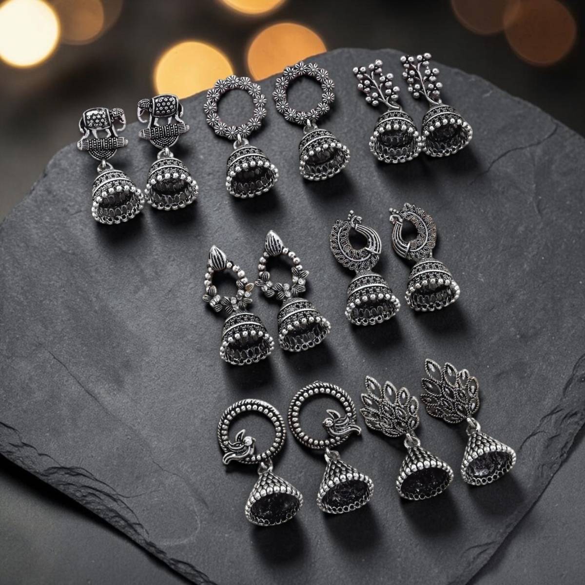 Priyanka Enterprise Traditional Silver Plated Jhumka Earrings Combo Set for Women Alloy, Sterling Silver Drops & Danglers, Jhumki Earring