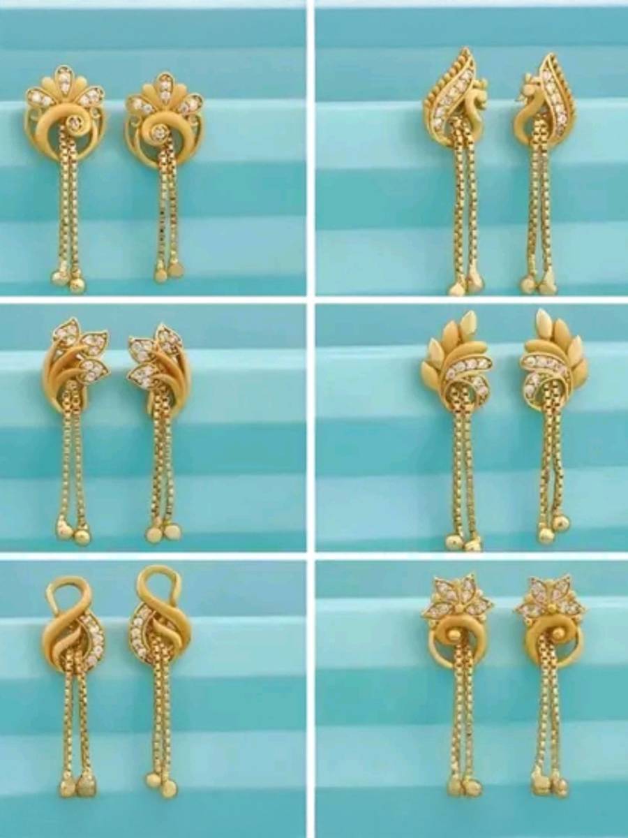 VIAANA CREATIONS Stylish Gold Plated Drop Earrings for Women & Girls (Set of 6) Alloy Drops & Danglers