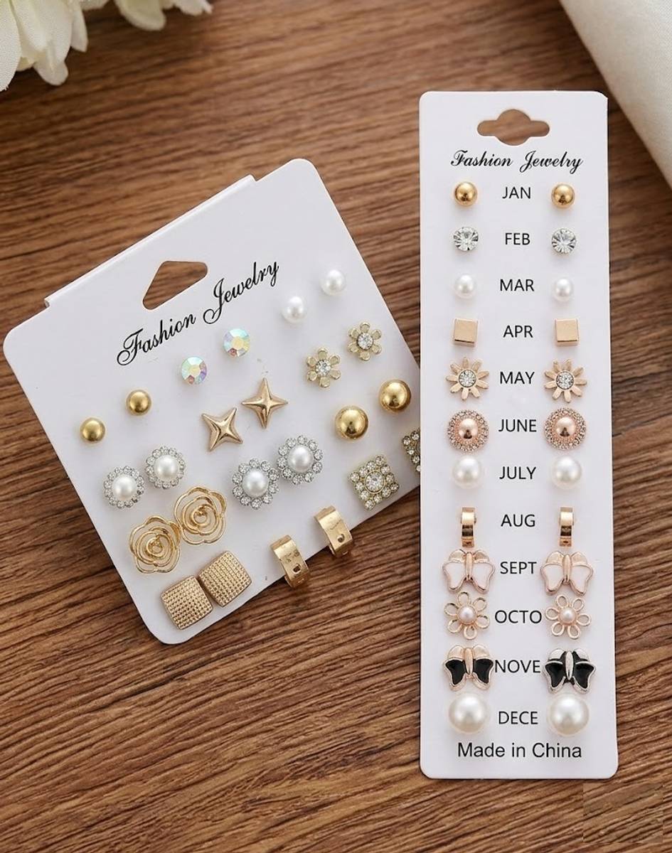 WERKIT Fashion Jewelry Multipurpose Daily Wear Earring Combo (24 Pairs) Alloy Earring Set