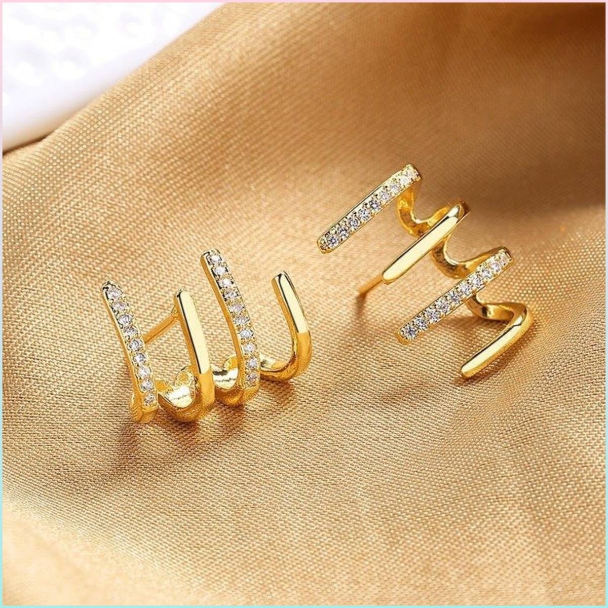 Vembley Gold Plated Cubic Zirconia 4 Effect Claw Stud Earrings For Women And Girls Cubic Zirconia Alloy Stud Earring