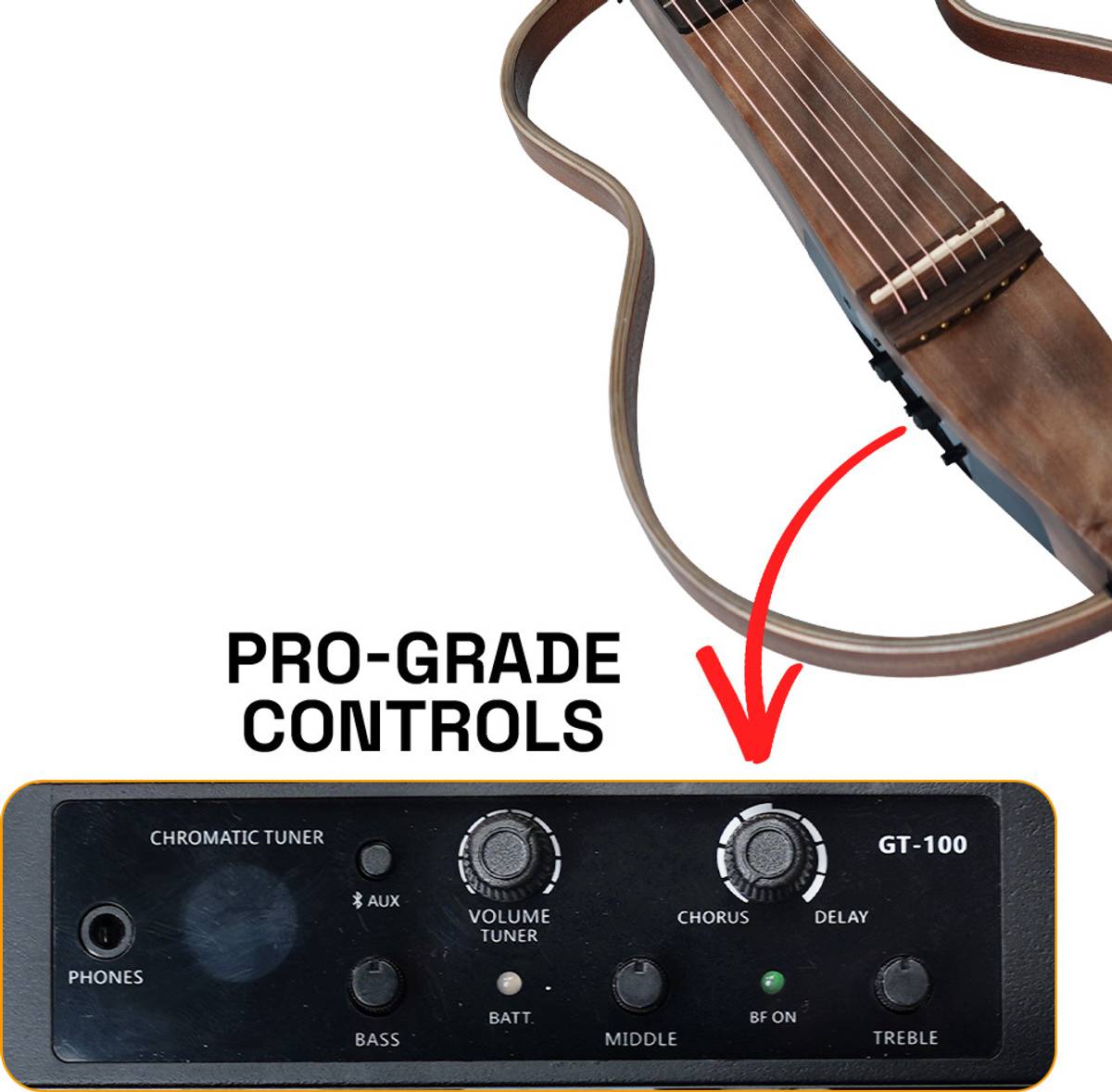 SLAG10-GRY Touring Series | 3-band EQ, BT, 6.35mm Out, AUX In/Out | 39" Silent Electro-acoustic Guitar — photo 4