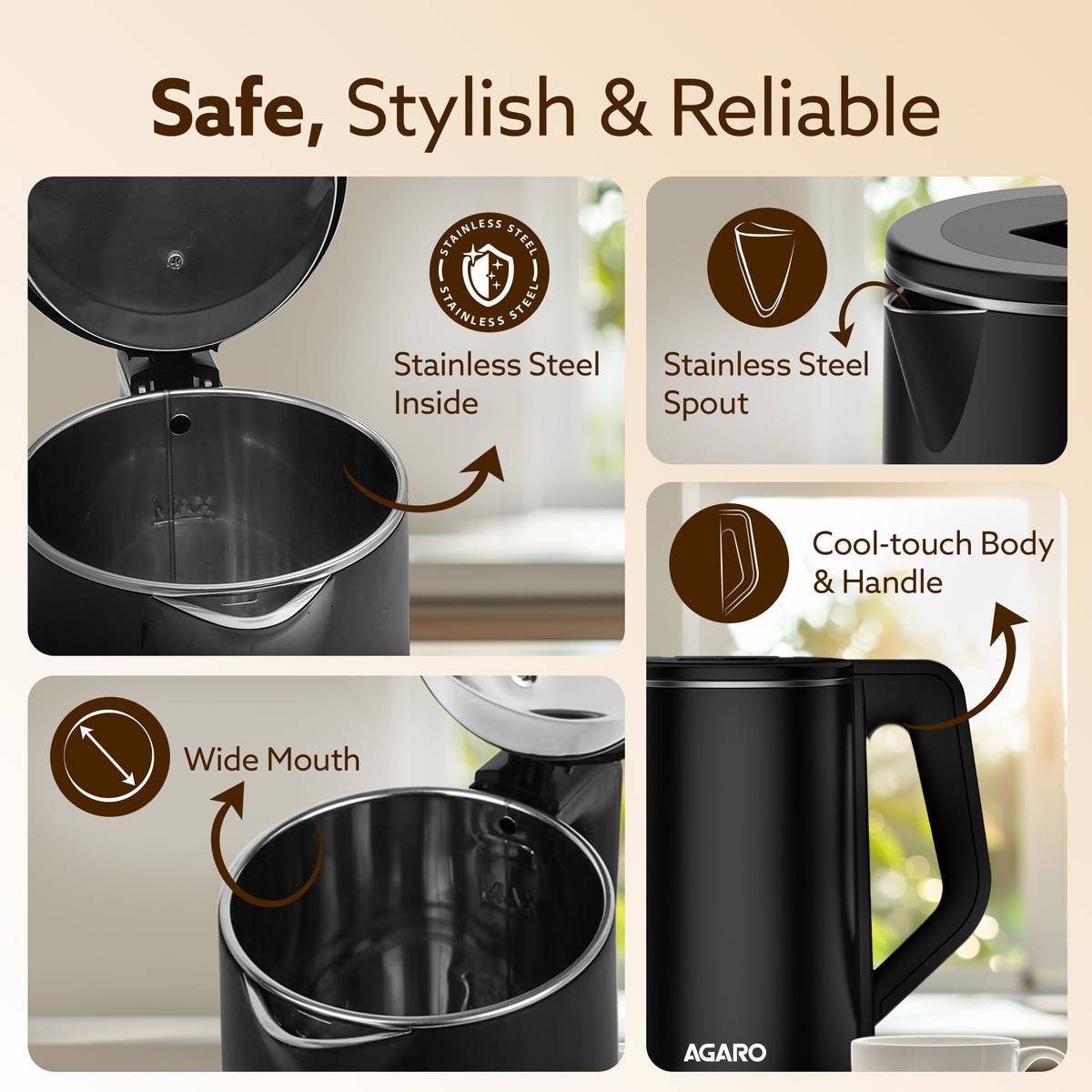 Elegant Electric Kettle, Cool Touch Double Layered Kettle, Electric Kettle — photo 3