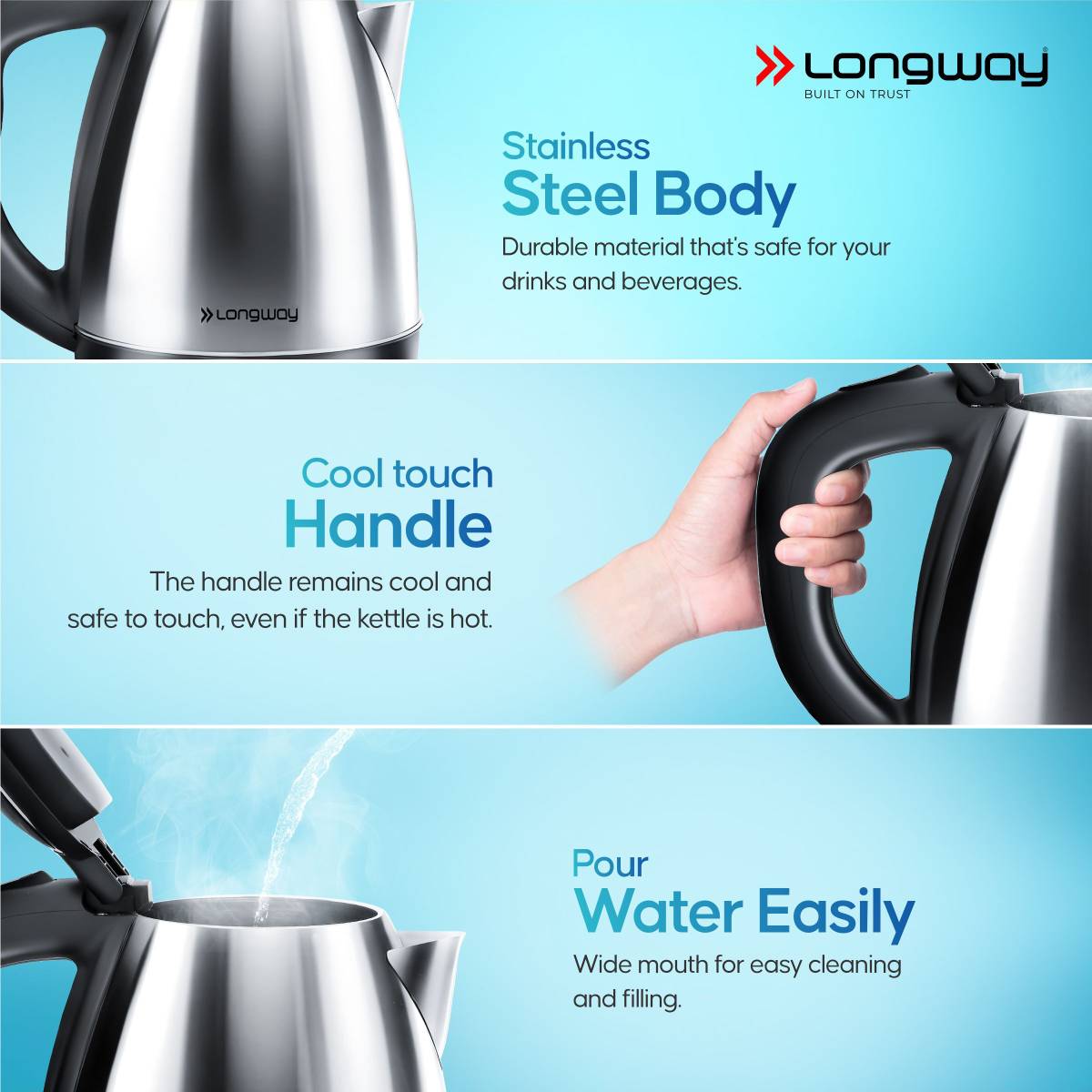 Kestro 1500 W with Stainless Steel Body for Boiling, Making Tea, Coffee, Soup Electric Kettle — photo 4