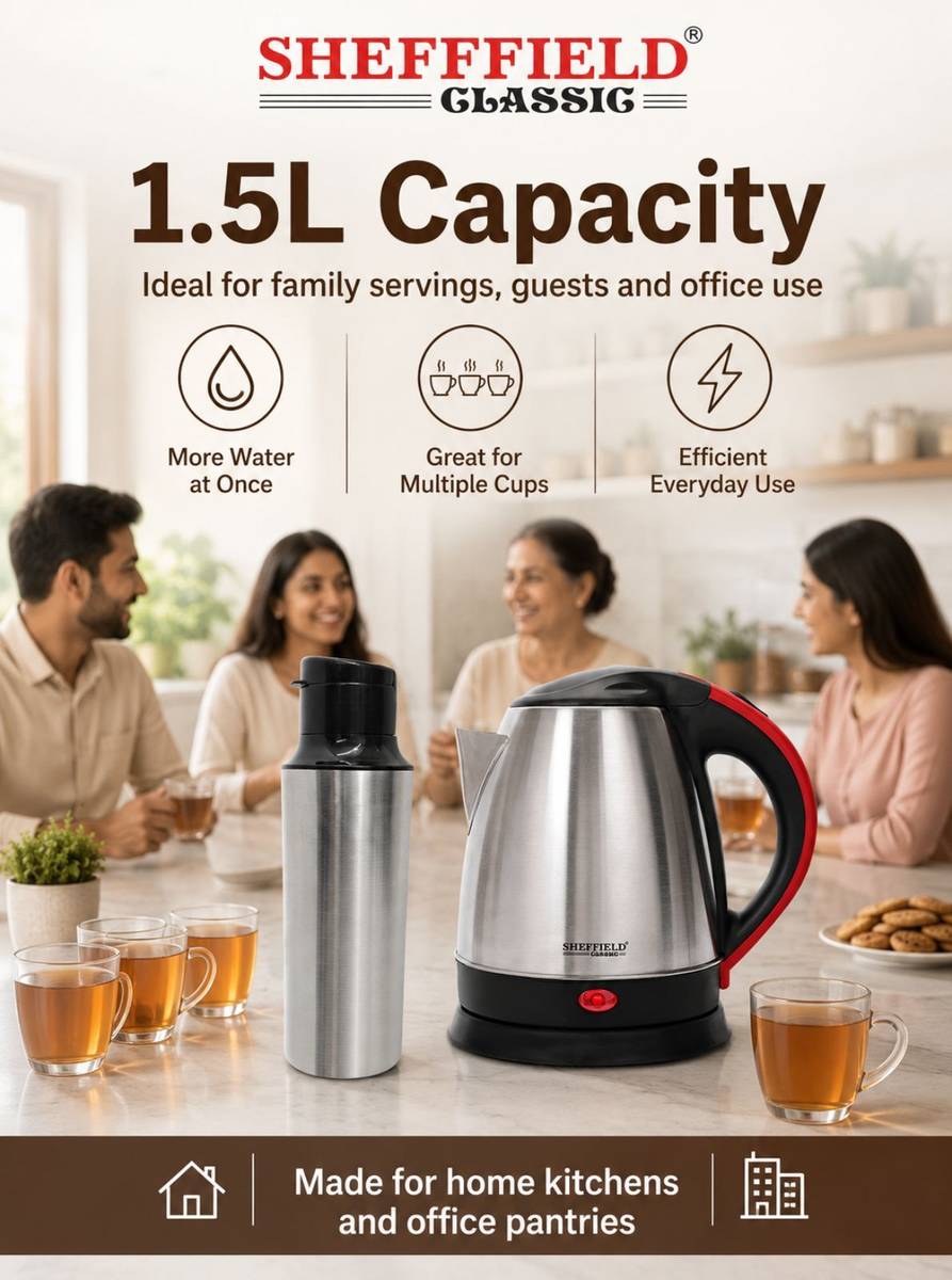 Combo Electric Kettle (1.5 L) & Bottle (500 ml) stainless steel Electric Kettle — photo 3