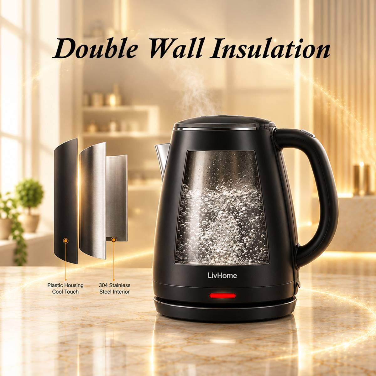 Dura Hot Cool Touch Double Layered Kettle Electric Kettle — photo 5