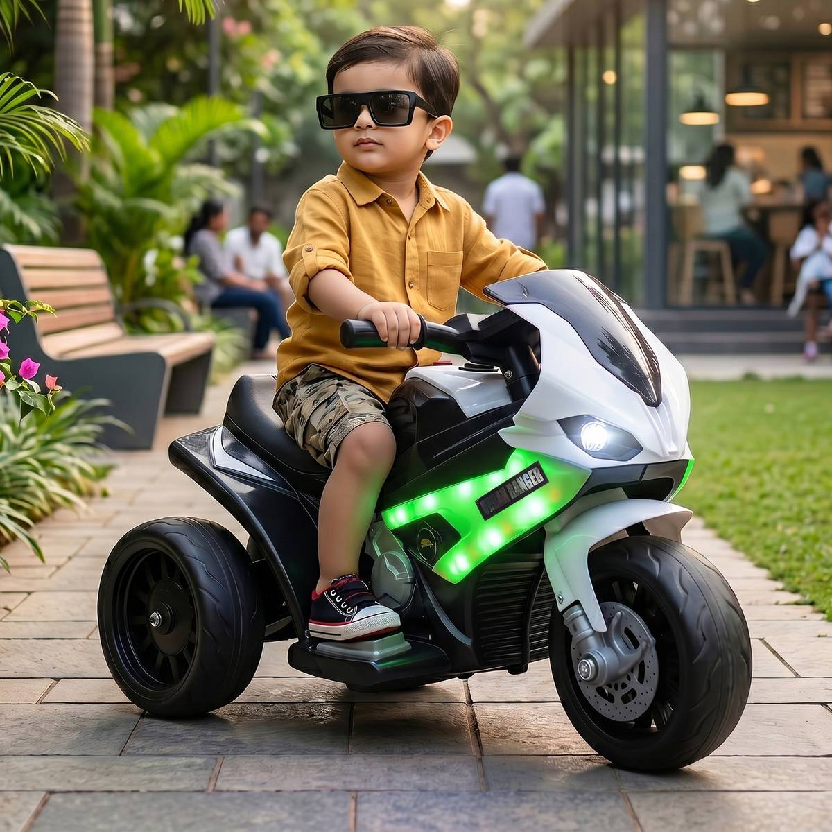 kidznation KIDZNATION Urban Ranger Mini Ev With LED Lights, Music Bike Battery Operated Ride On