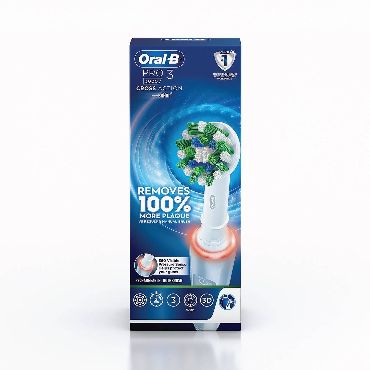 Oral-B Pro 3, 3 Brush Modes, 2 Min Timer, Pressure Sensor,Rechargeable Electric Toothbrush — photo 2