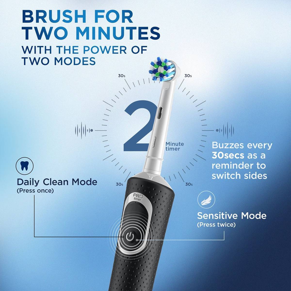 Oral-B Vitality Black, 2 Brushing Modes, 2 Min Timer,Rechargeable Electric Toothbrush — photo 3