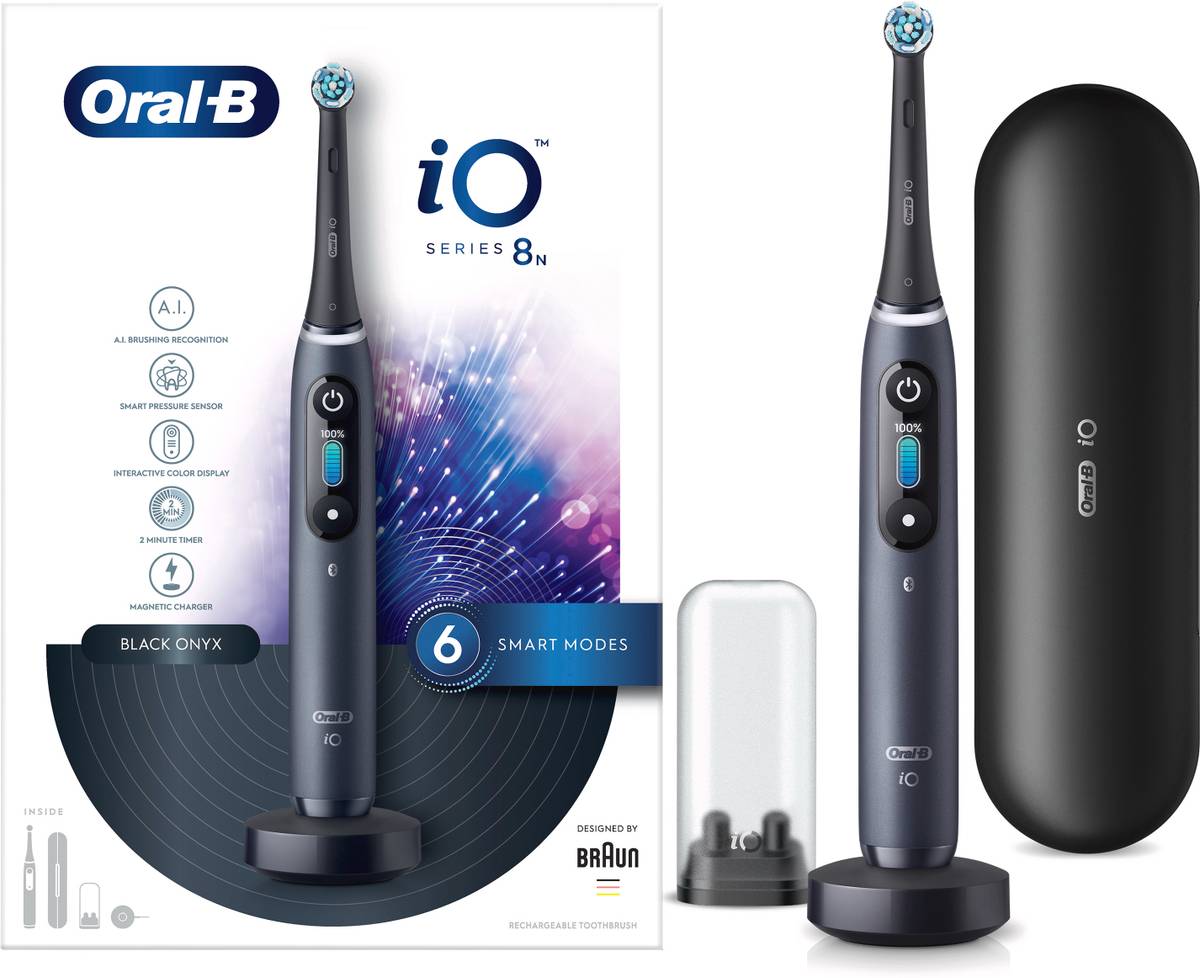 Oral-B iO8 Ultimate, 6 Brush Modes, AI Personalization, Pressure Sensor, Travel Case,Rechargeable Electric Toothbrush