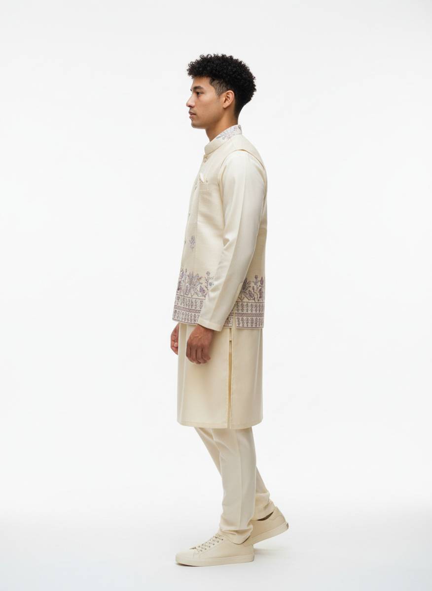 click n buy Men Kurta Pant Ethnic Jacket Set — photo 3