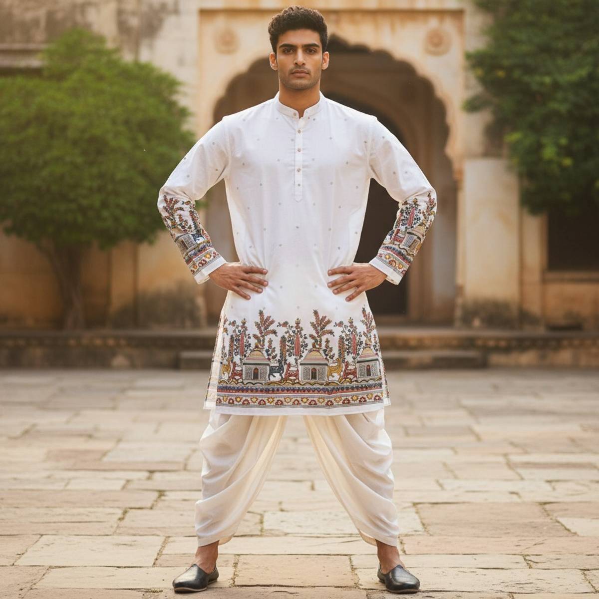 click n buy Men Kurta Dhoti Set