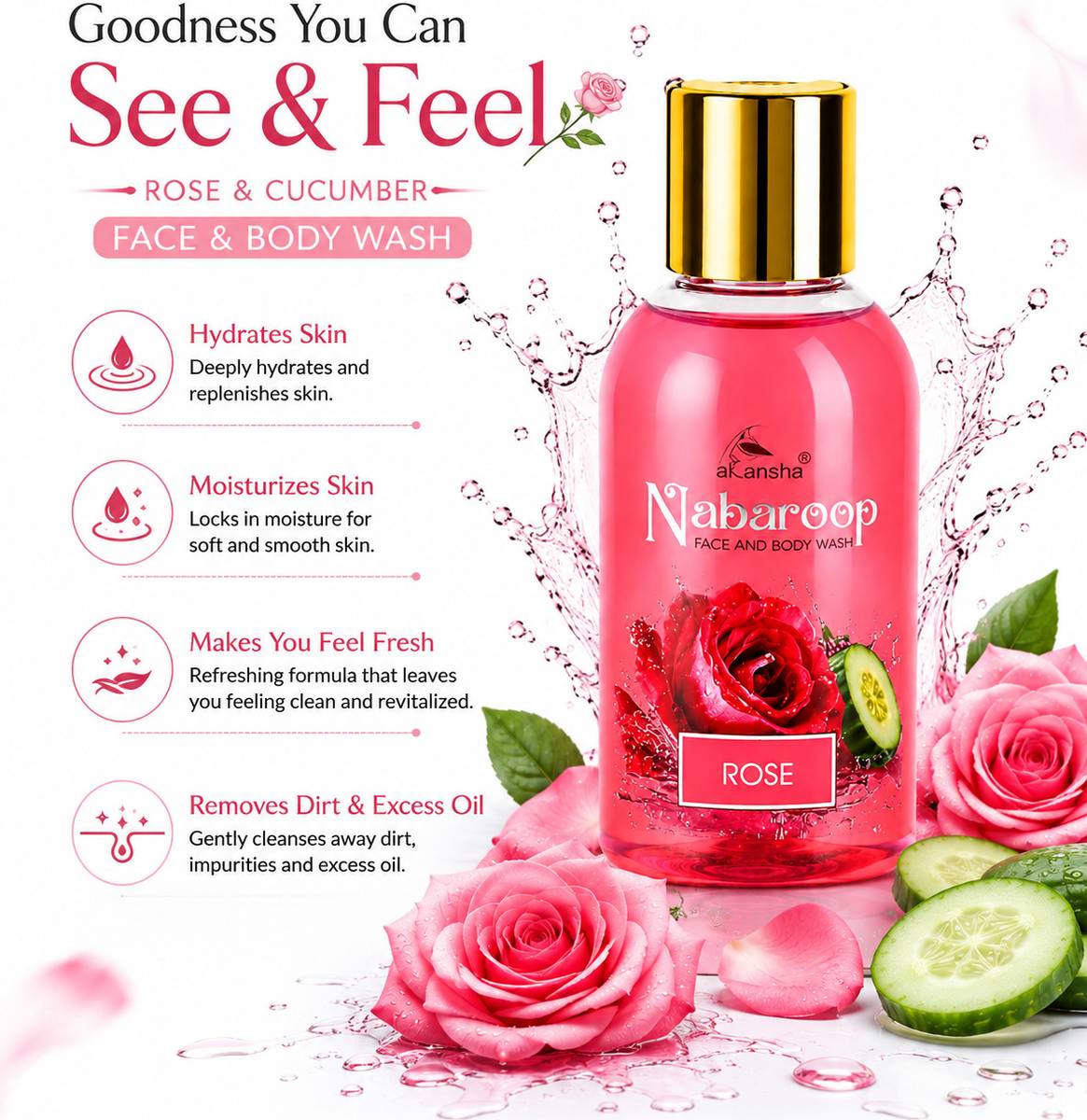 AKANSHA Nabaroop Rose And Cucumber Face Wash — photo 3