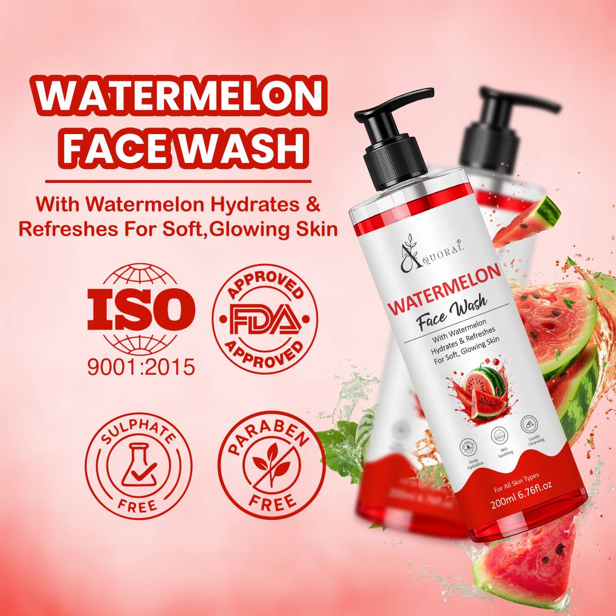AQUORAL Watermelon  for Hydrates & Refreshes For Soft, Glowing Skin Face Wash — photo 5