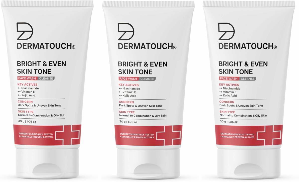 Dermatouch Bright & Even Tone with Niacinamide, Vitamin E and Kojic Acid | Daily Gentle For Tan, Pigmentation, Uneven Tone | (Pack of 3) Face Wash