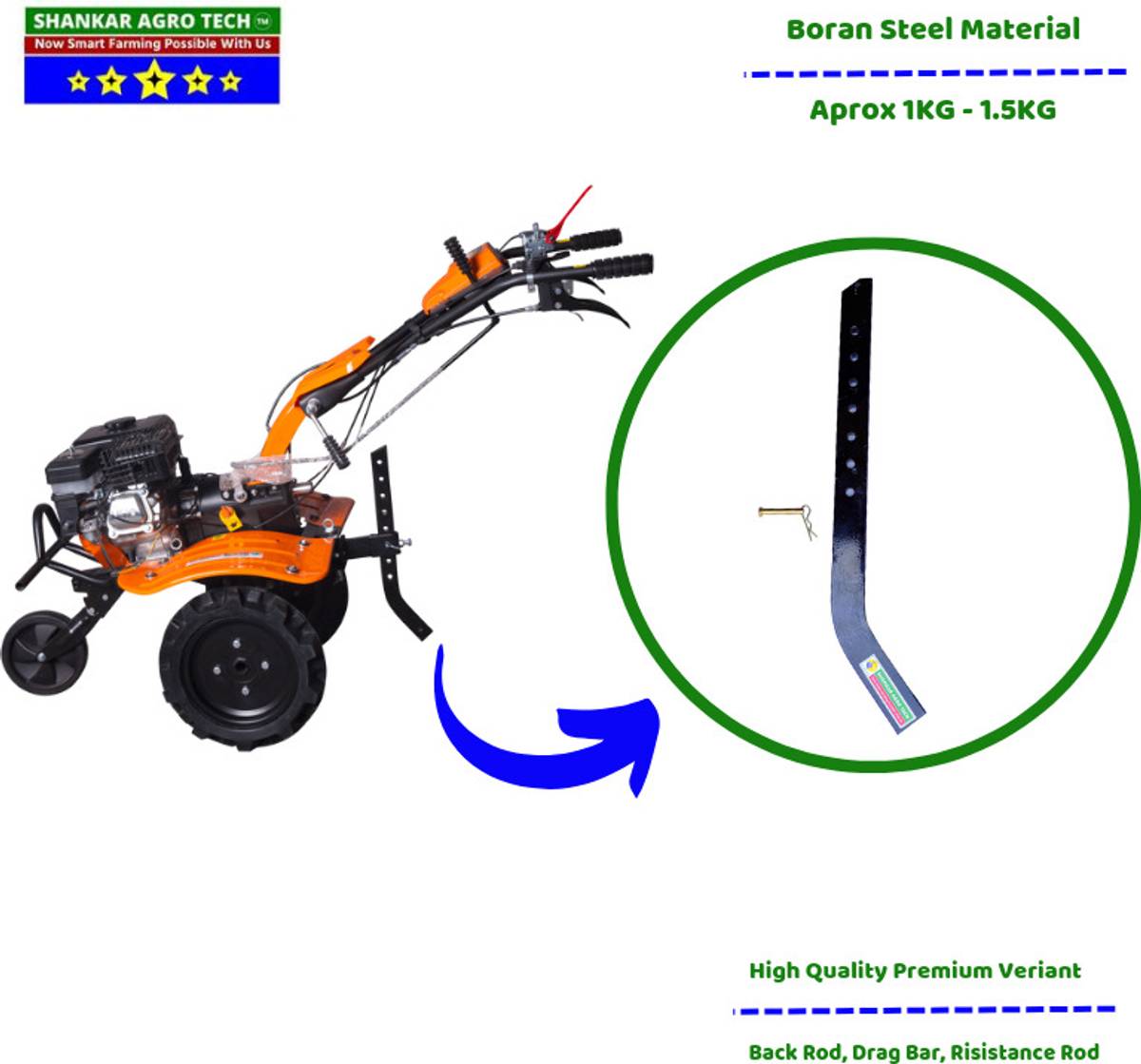 SHANKAR back rod drag bar for all types of petrol and diesel power weeders Garden Tool Kit — photo 2