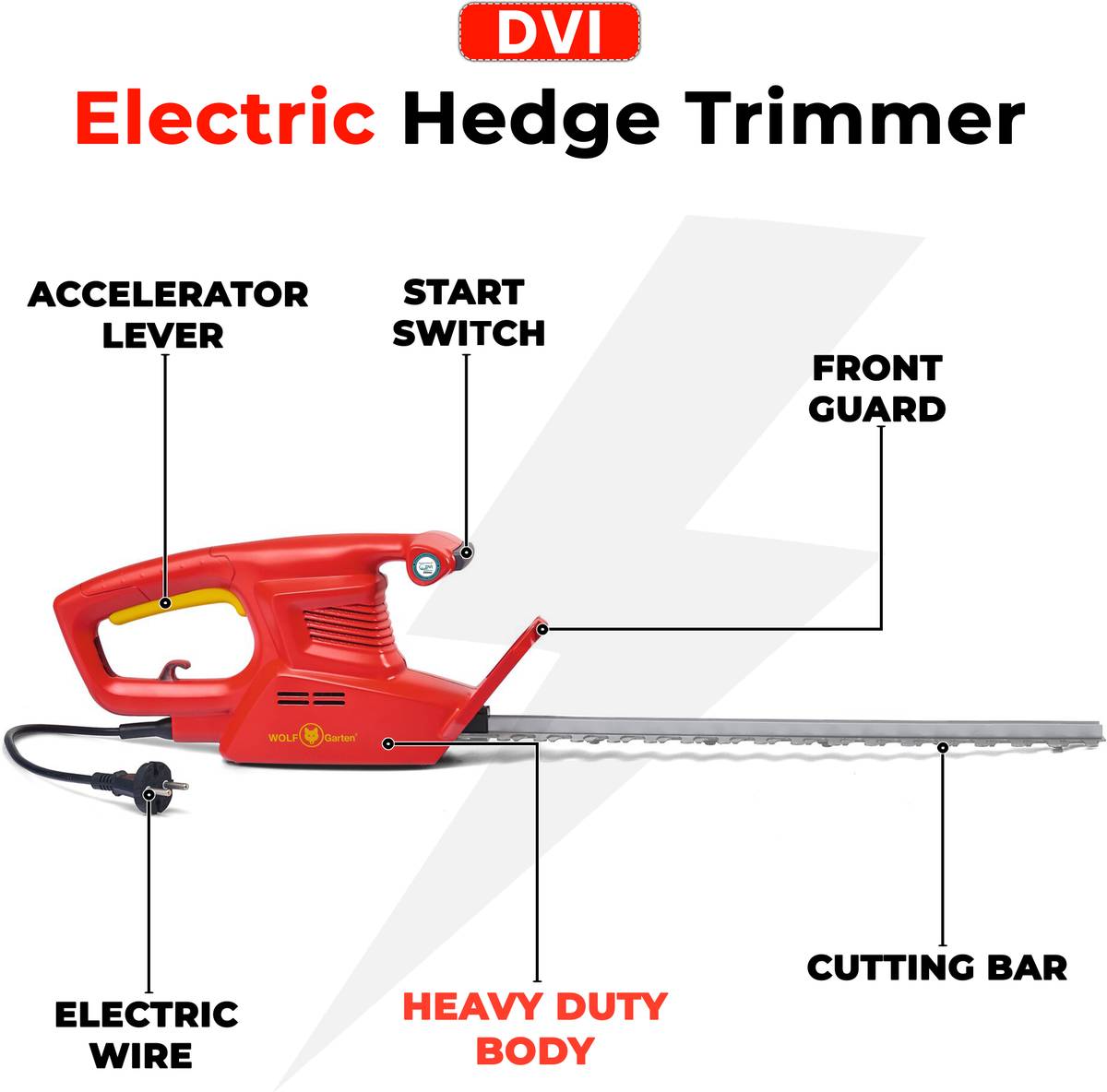 DVI 400 Watt Electric Hedge Trimmer with 18 Inch Blade Ideal Use for Trimming shrubs Corded Grass Trimmer — photo 3