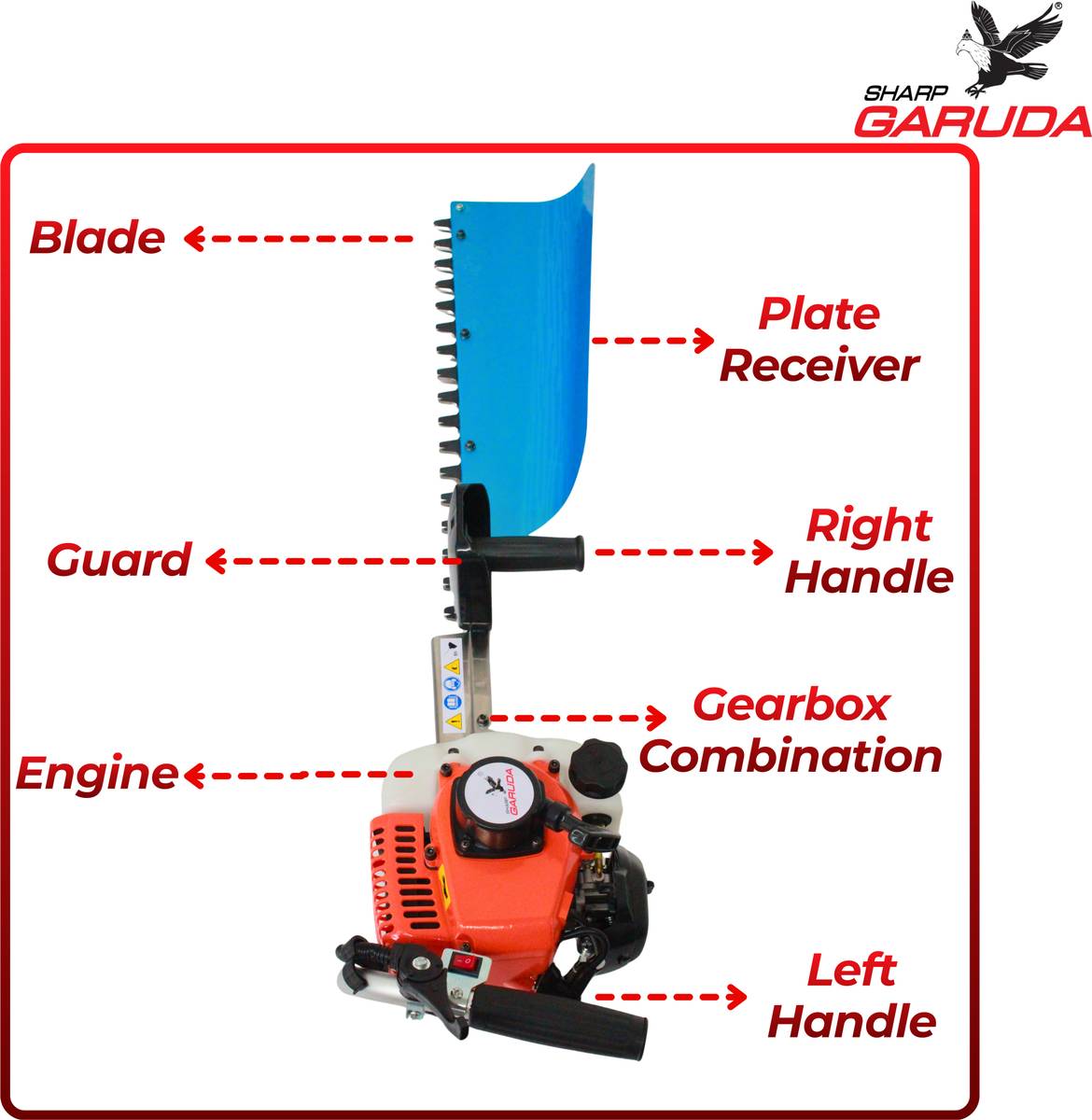 Sharp Garuda Petrol Hedge Trimmer 25.4cc 2-Stroke | 750mm Garden Hedge Cutting Machine Fuel Grass Trimmer — photo 4