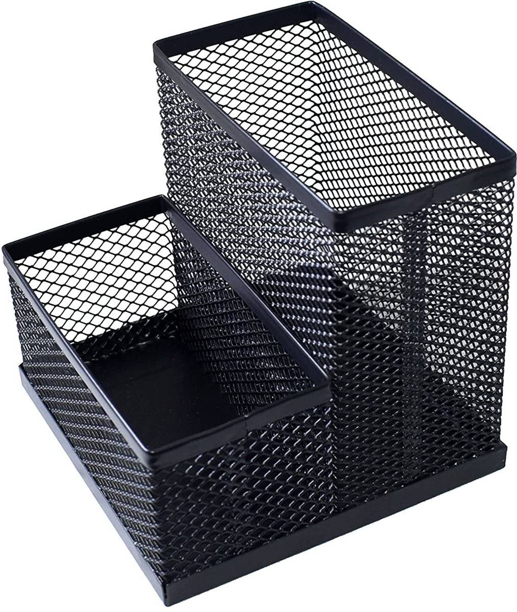 2 Compartments Metal Pen Holder