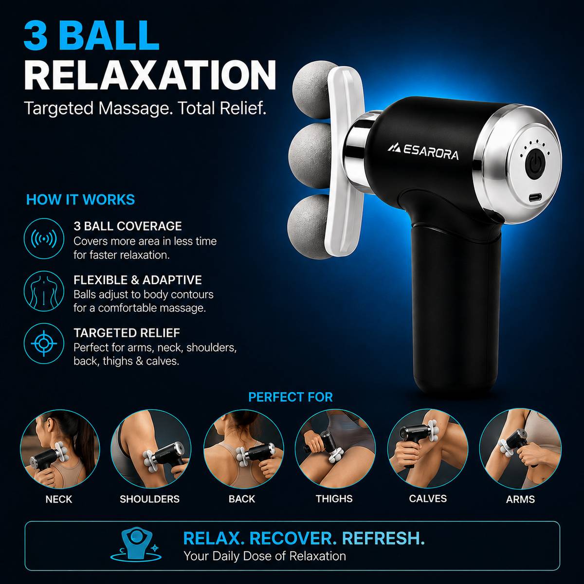 3 Ball Handheld Full Body Massager for Men & Women for Relaxation — photo 5