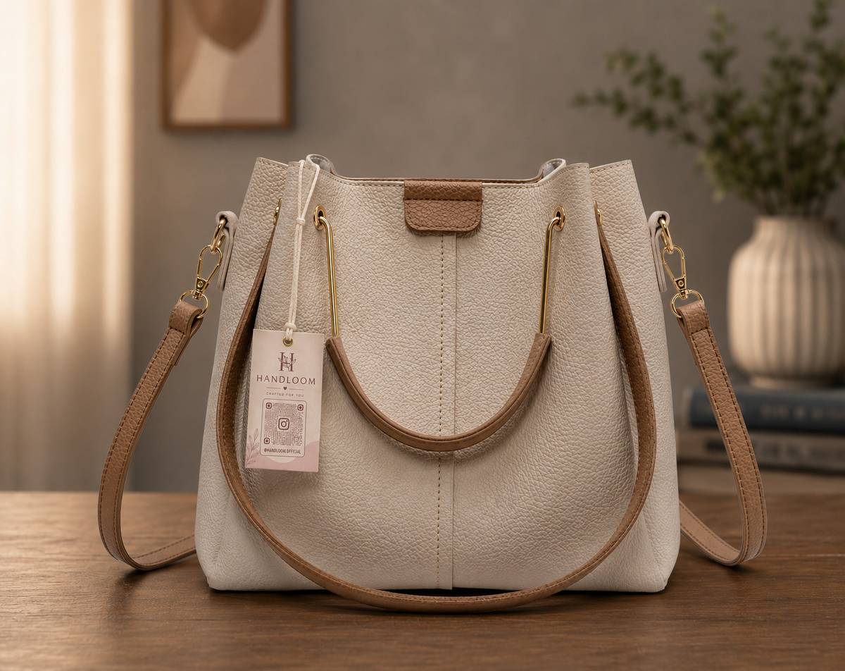 Handloom Women Beige Handbag