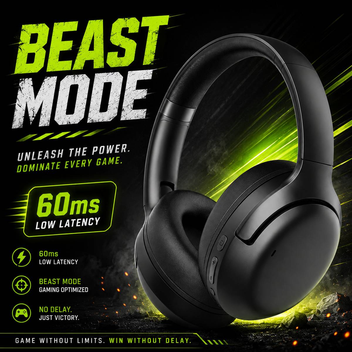 keeva 40H Play Super Bass ANC BT Wireless Headphone with Mic Foldable Design & Aux P77 Bluetooth & Wired — photo 3