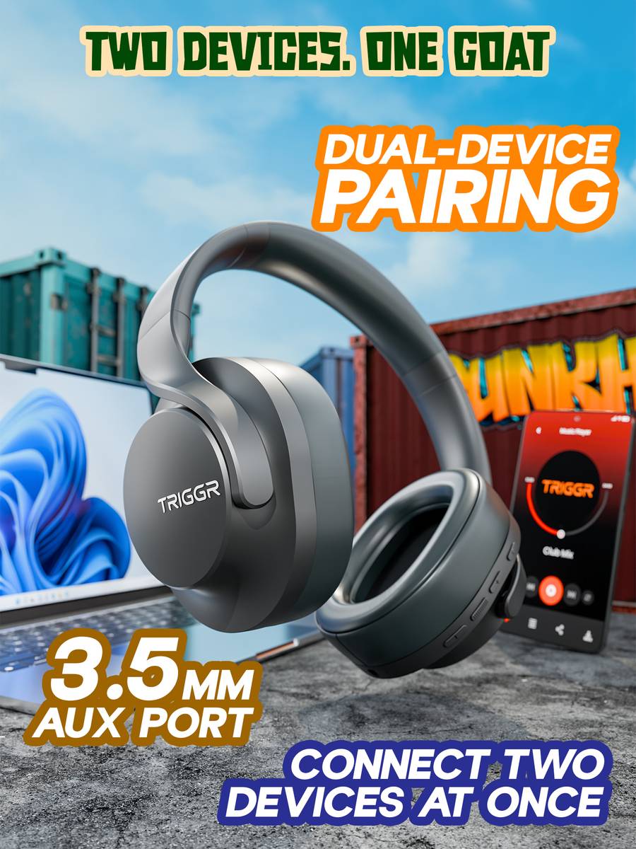 TRIGGR Punkheadz Z2 with 50H Battery, Dual Pairing, 40mm Drivers, ENC, Aux Port, v5.4 Bluetooth — photo 4