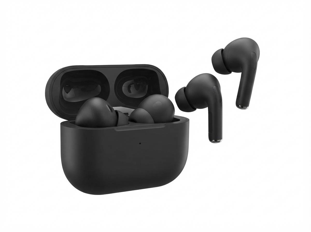 True Wireless Earbuds with Charging Case, Black Bluetooth