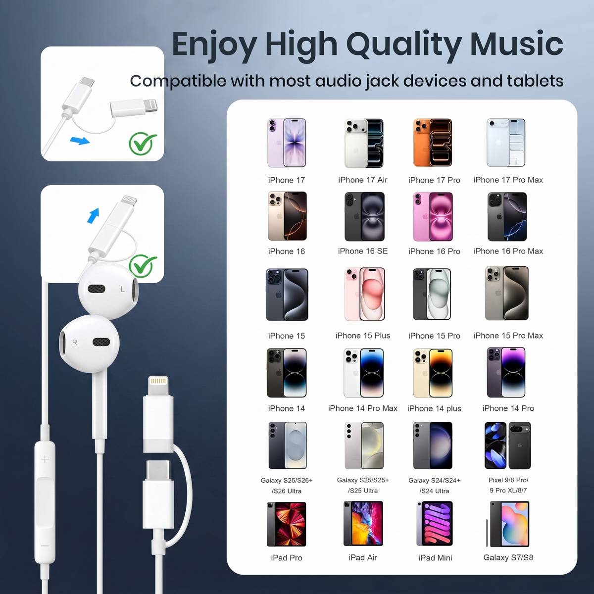 Lovie’s Accessories 2-in-1 Dual Connector Wired Earphones (Type-C & Lightning) Wired — photo 4