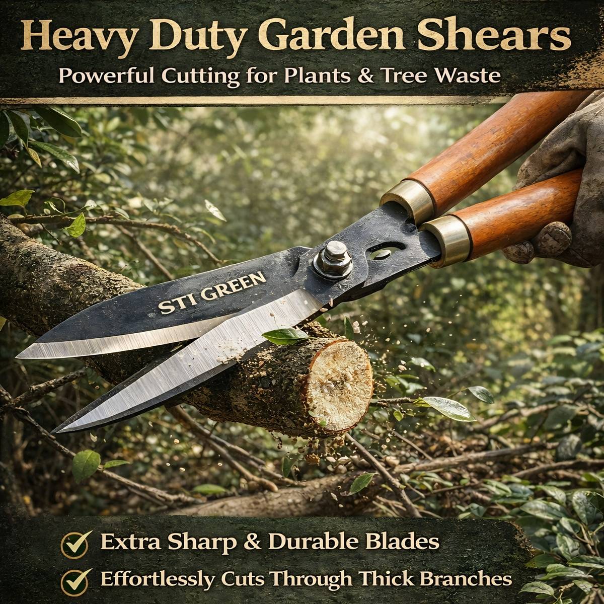 STIGREEN Hedge Shears wood Iron Blade Hedge Shears – Manual Garden Cutter for Bush & Plant Trimming Hedge Shear — photo 2