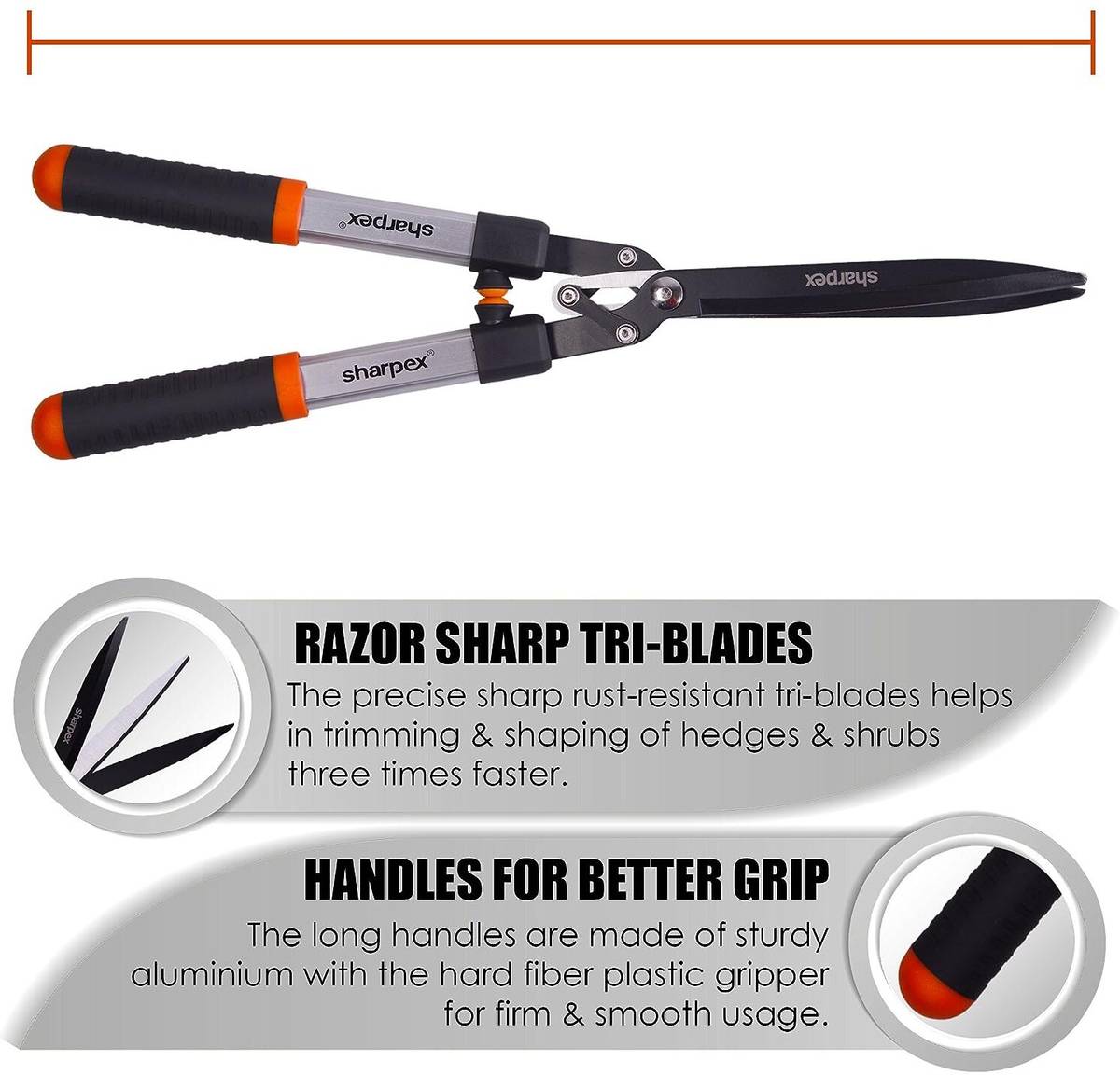 Sharpex HG2587 Hedge Shear with 3 Sharp Blade, Advance Spring Loaded Function Grass Shear Hedge Shear — photo 4