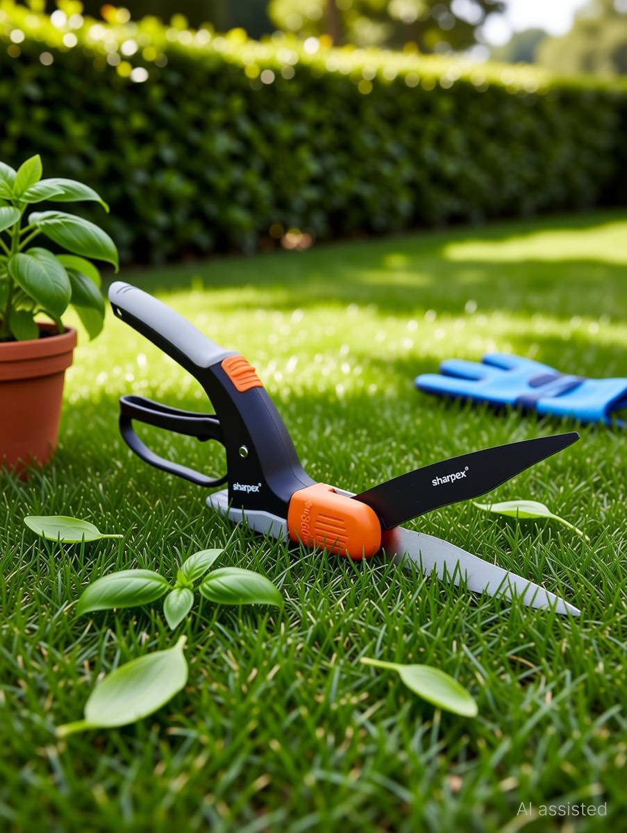 Sharpex 360 Degree Rotation Blade Manual Grass Hedge Shears Cutting Lawn Edge Manual Grass Hedge Shears-360� Rotating Blade, Serrated Edge, Ergonomic(Orange) Hedge Shear