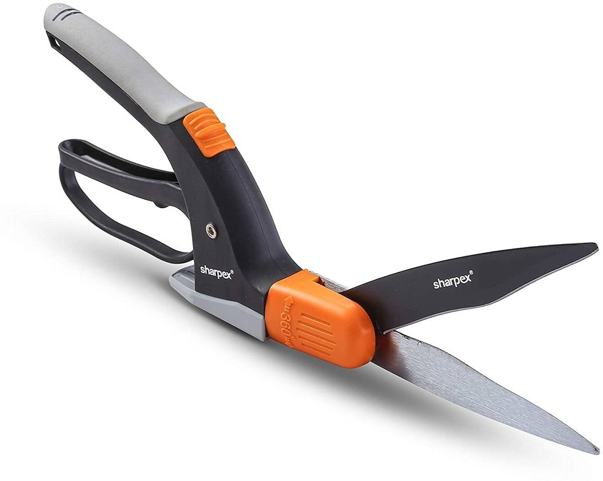 Sharpex 360 Degree Rotation Blade Manual Grass Hedge Shears Cutting Lawn Edge Manual Grass Hedge Shears-360� Rotating Blade, Serrated Edge, Ergonomic(Orange) Hedge Shear — photo 2