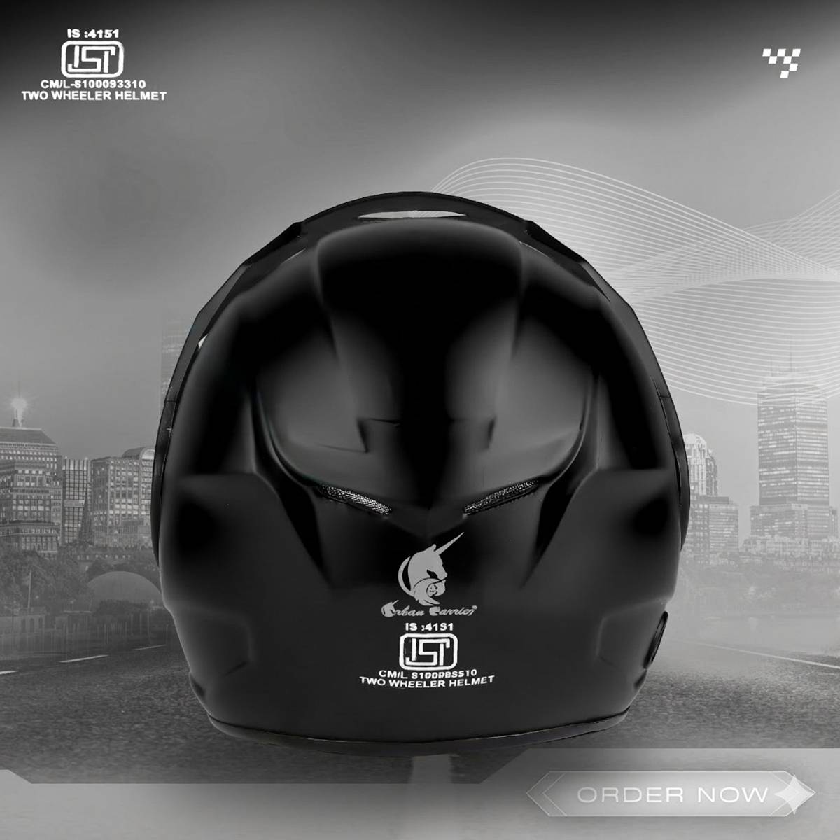 urban carrier ISI Certified ABS Material Half Face Stylish Helmet with Clear Visor For Men Motorbike Helmet — photo 3