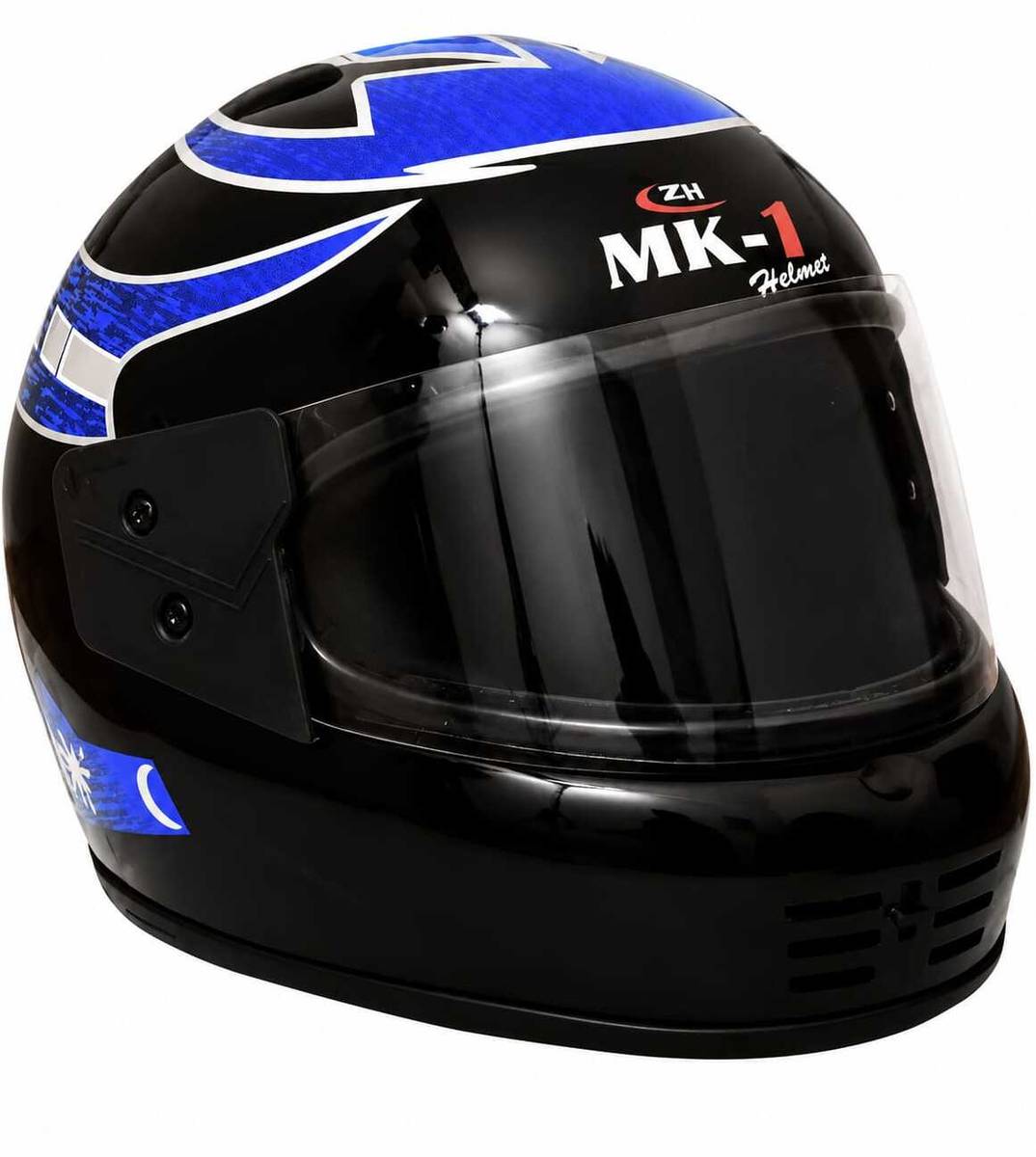 Full Face Motorbike Helmet with Graphic ISI Approved High Impact Shell- M, Blue Motorbike Helmet
