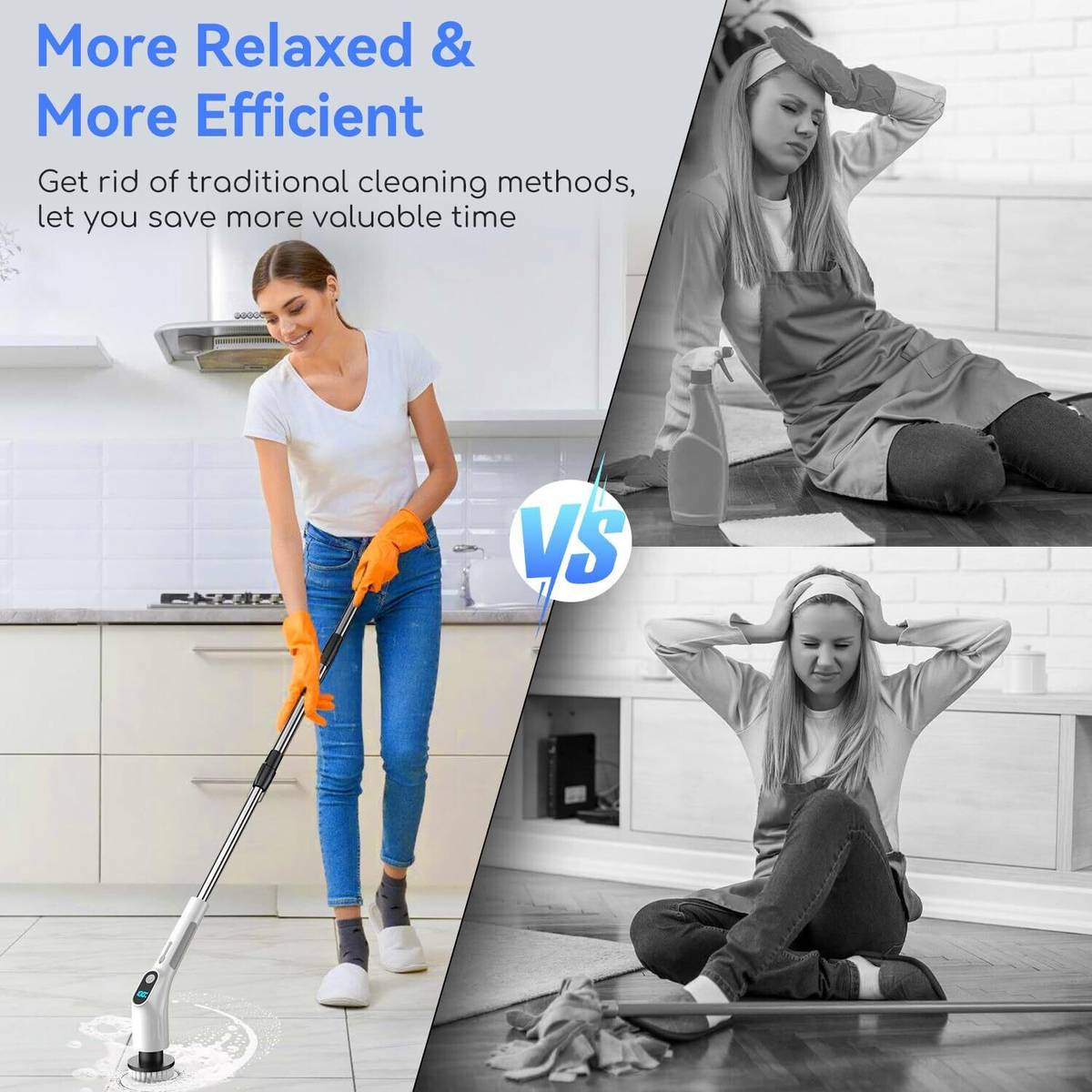 Kingone Electric Spin Scrubber 10 in 1 Electric Mop Home Cleaner 420RPM-8 Replaceable Plastic Wet and Dry Brush — photo 3
