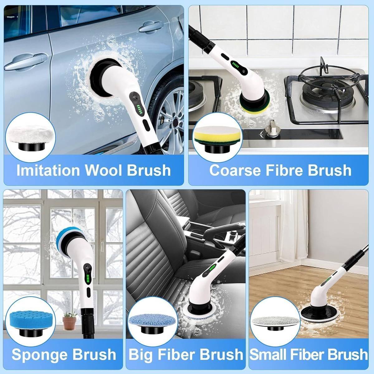 9-in-1 Powerful Electric Spin Scrubber Cleaning Machine for Floor Bathroom Tiles Cleaning Brush — photo 4