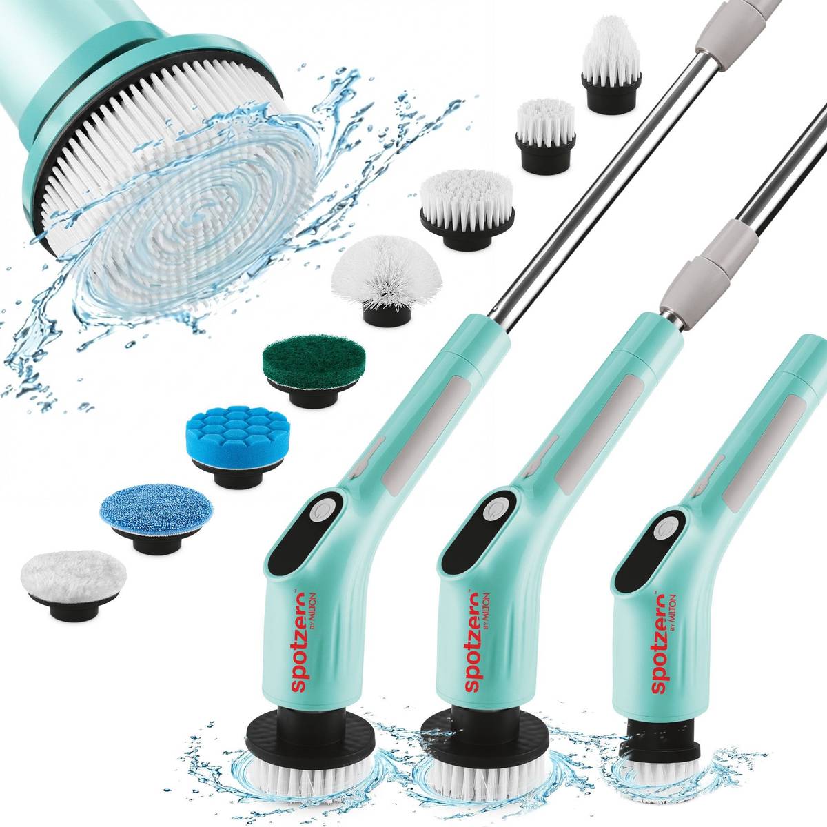 Spotzero by Milton 8-in-1 Electric Spin Scrubber, Cordless Cleaning Brush with Adjustable Handle Cleaning Brush