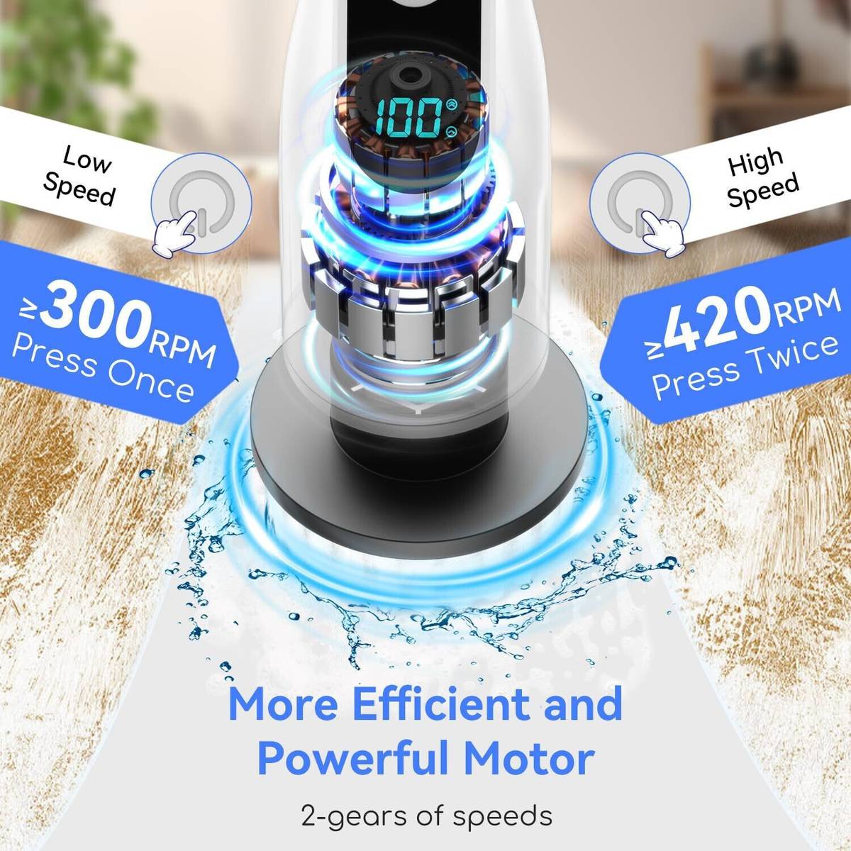 Kingone Electric Spin Scrubber 10 in 1 Electric Mop Home Cleaner 420RPM-8 Replaceable Plastic Wet and Dry Brush — photo 4