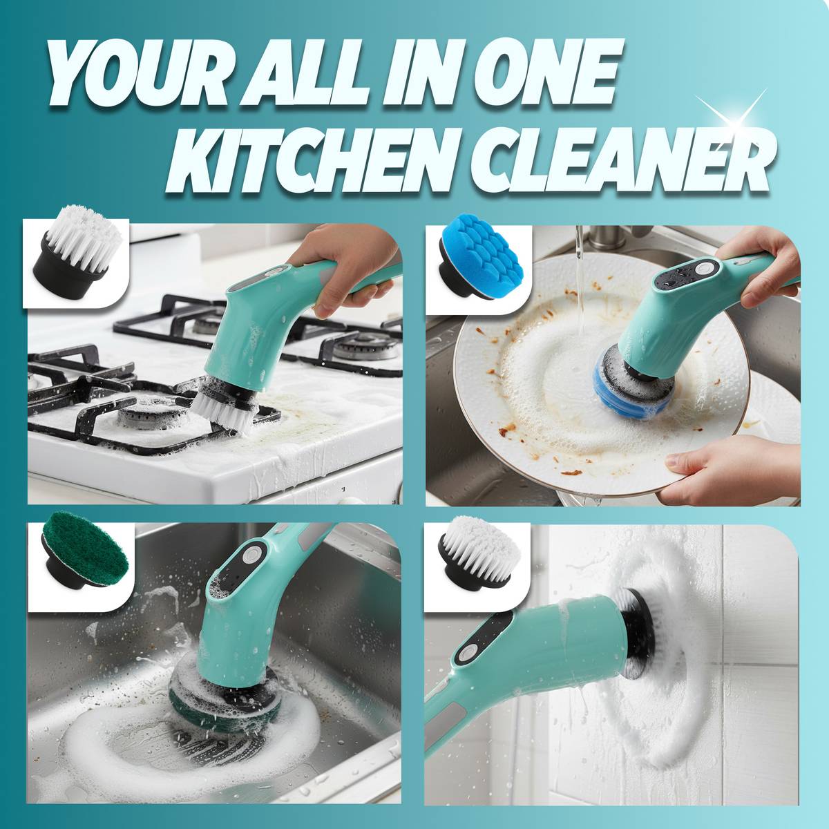 Spotzero by Milton 8-in-1 Electric Spin Scrubber, Cordless Cleaning Brush with Adjustable Handle Cleaning Brush — photo 4