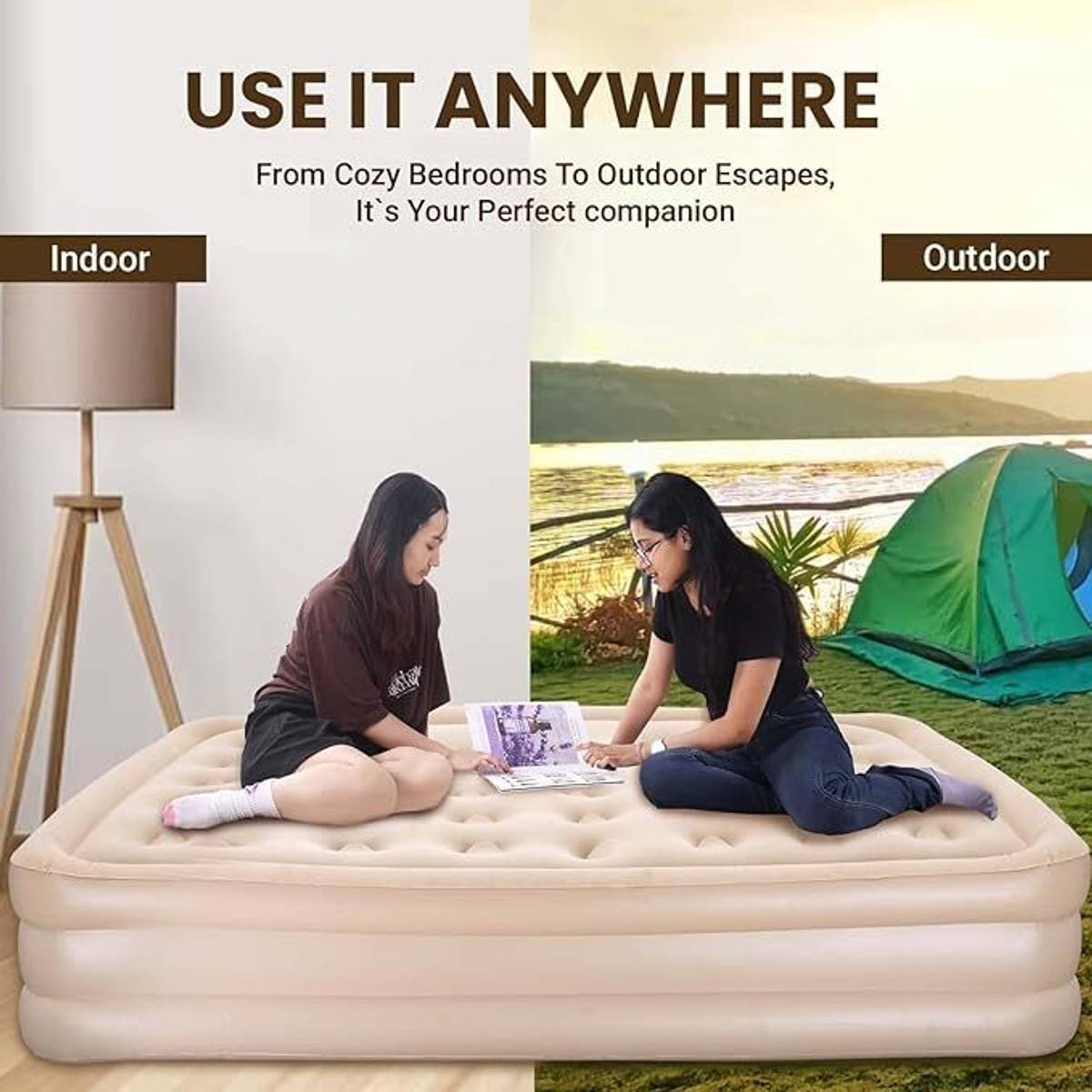 TAVRO Comfortable Inflatable Bed | Quick Inflation & Deflation | Inflatable Bed